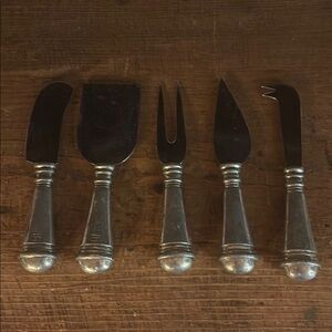Pottery Barn Silver Cheese Knife Set